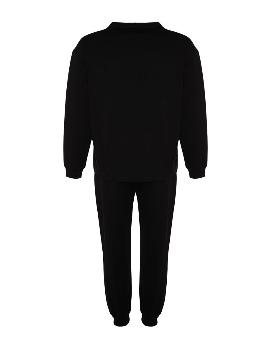 Black Thin Knitted Tracksuit Set - 7