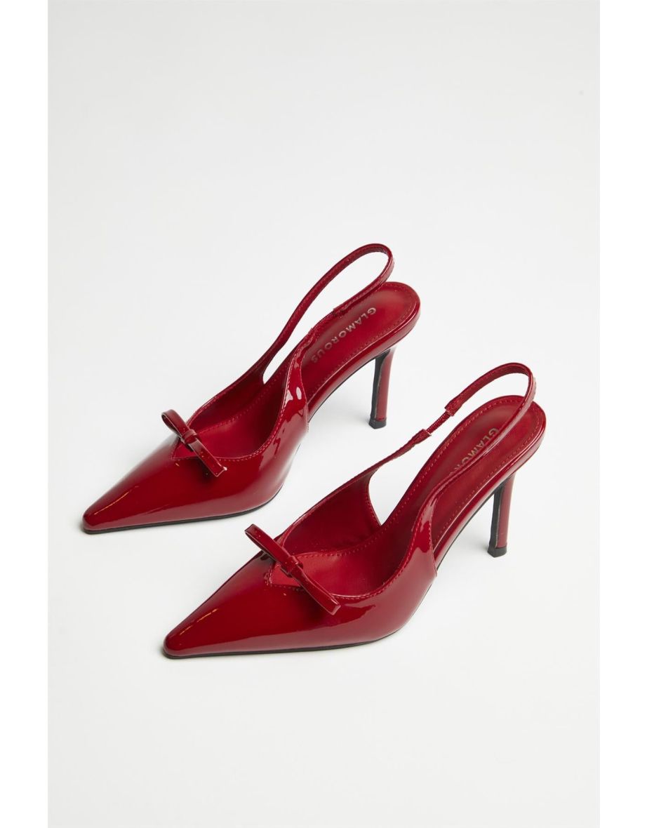 Cherry-Red Bow Slingback-Heels