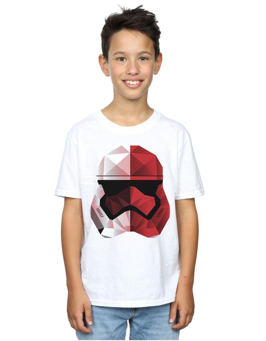 Star Wars: The Last Jedi Boys Cubist Stormtrooper Helmet Cotton T-Shirt - White - 3