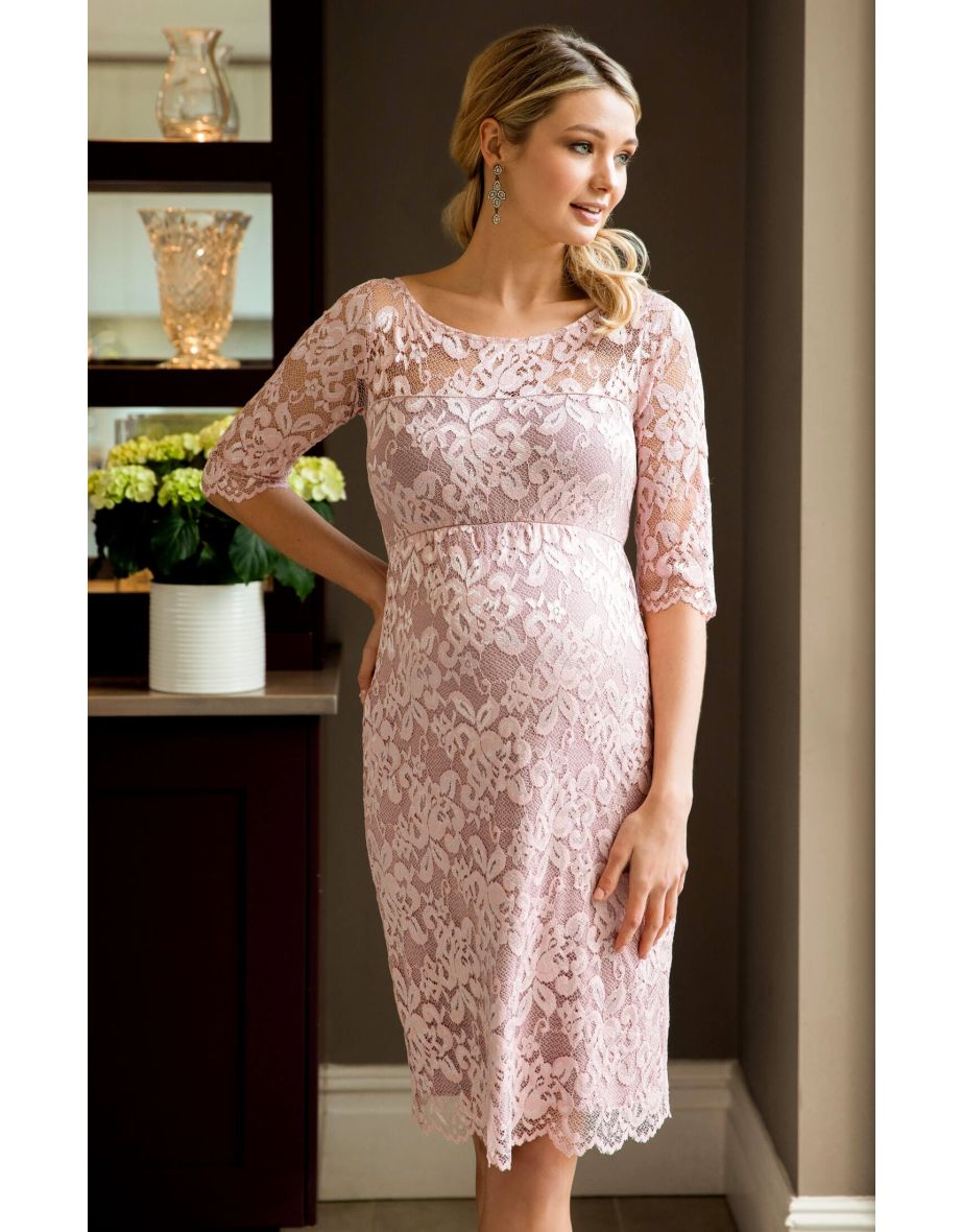 Amelia Lace Maternity Dress Short (Vintage Rose)