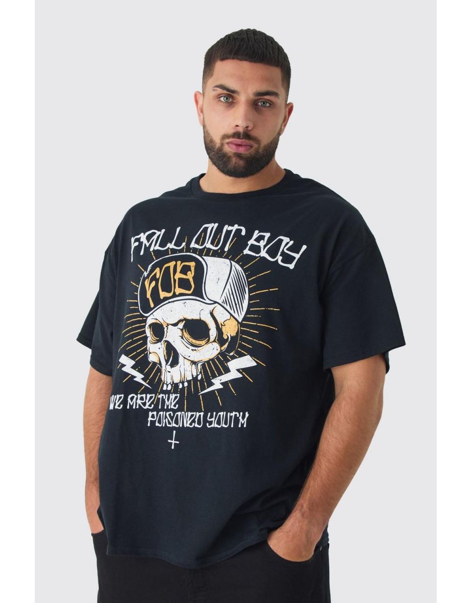 Plus Fall Out Boy License Print T-shirt - black