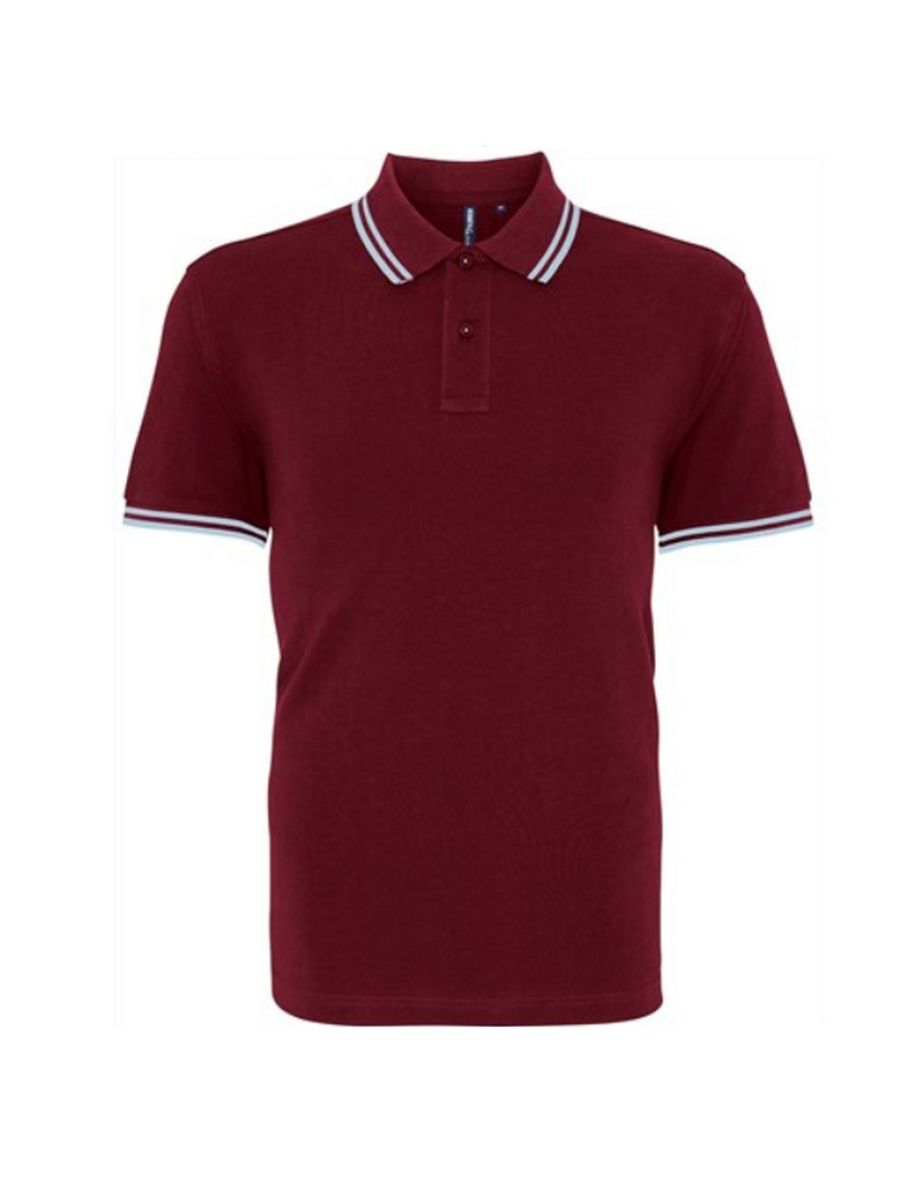 Asquith & Fox Mens Classic Fit Tipped Polo Shirt - Burgundy/Sky