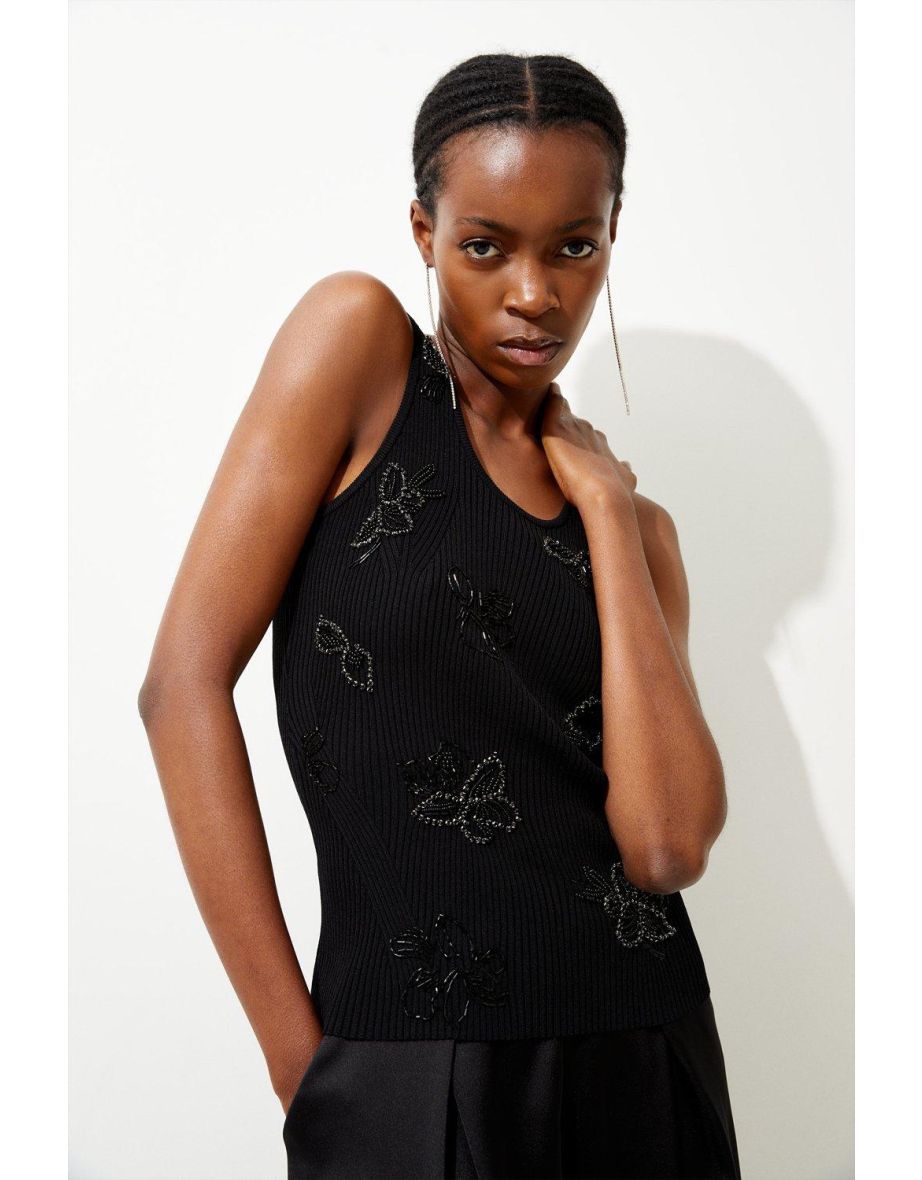 Shop Limited Edition Rib Knit Embellished Vest Online in Shop Limited Edition Rib Knit Embellished Vest Online in