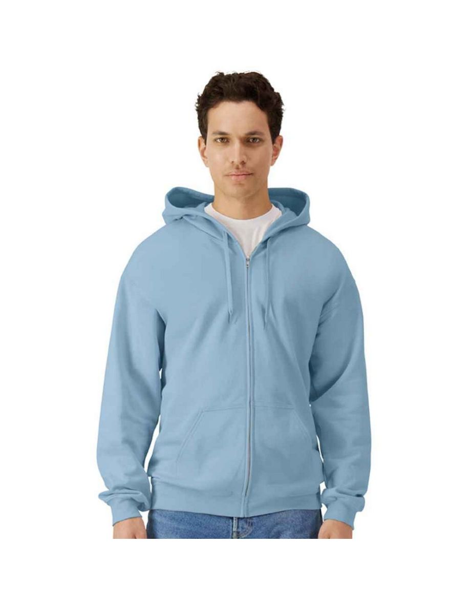 Gildan Mens Midweight Soft Touch Full Zip Hoodie - Stone Blue
