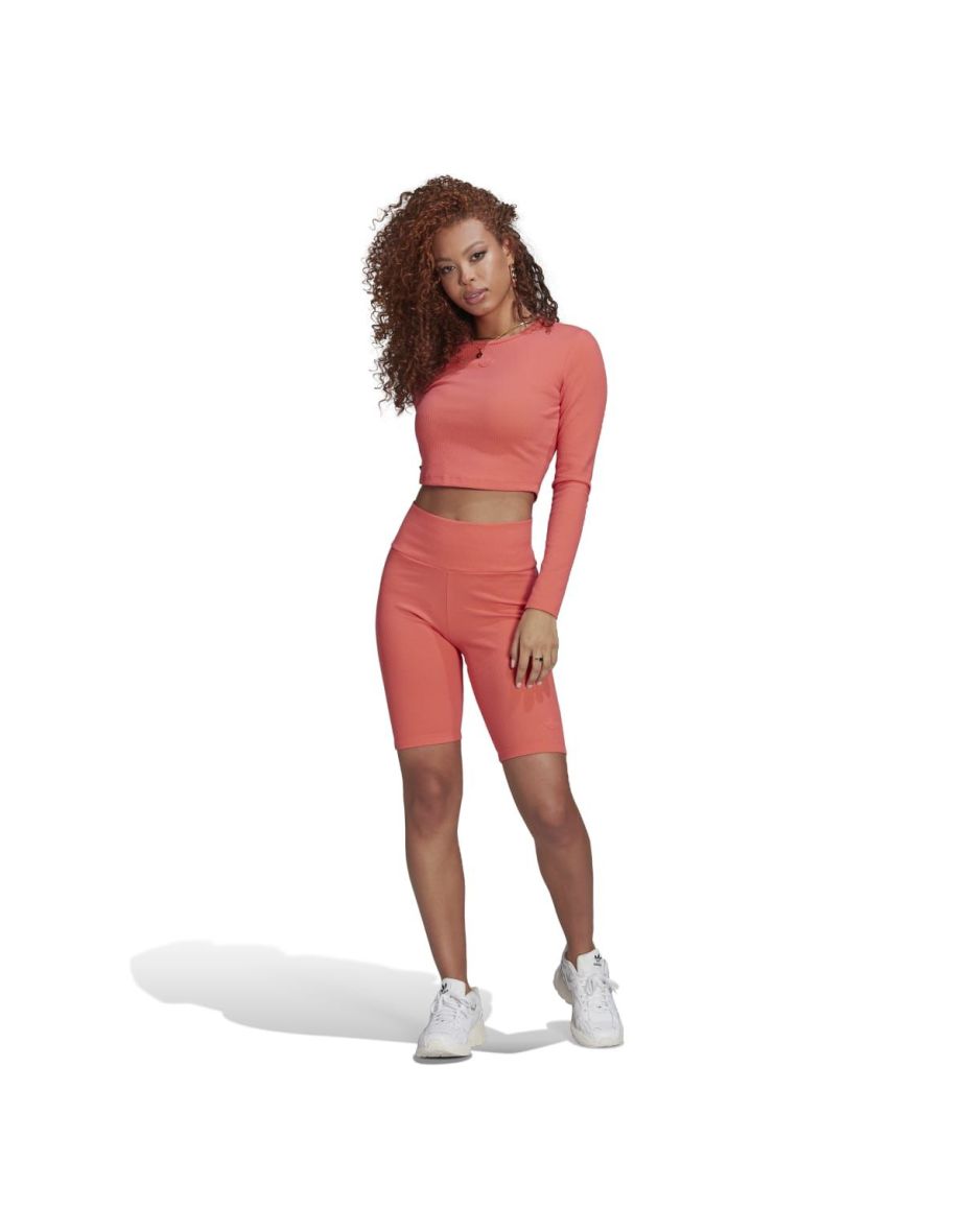 Women's adidas Originals 2 Coloured Rib Short Tights in Pink