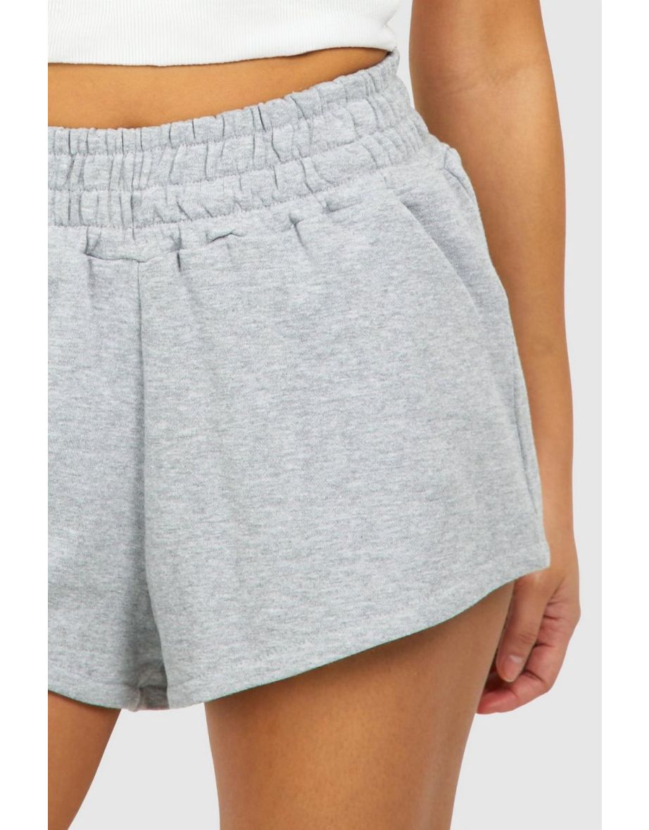Petite Deep Waistband Runner Shorts - grey - 3