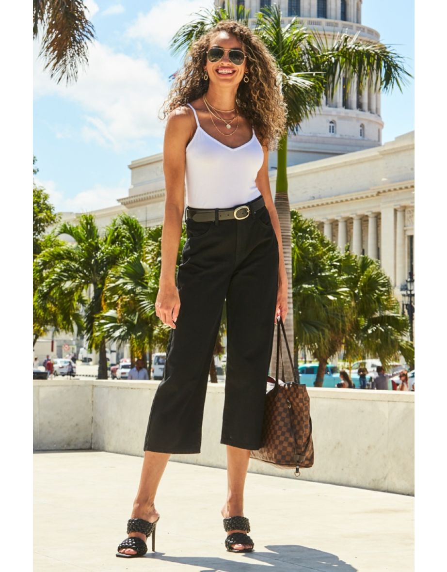 Black Denim Culotte Jeans