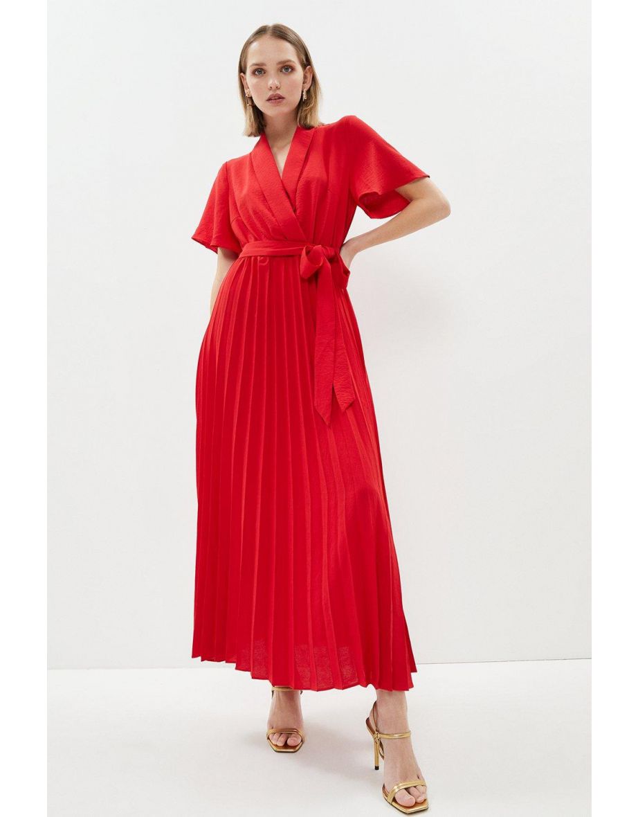 coast wrap front pleated skirt dress