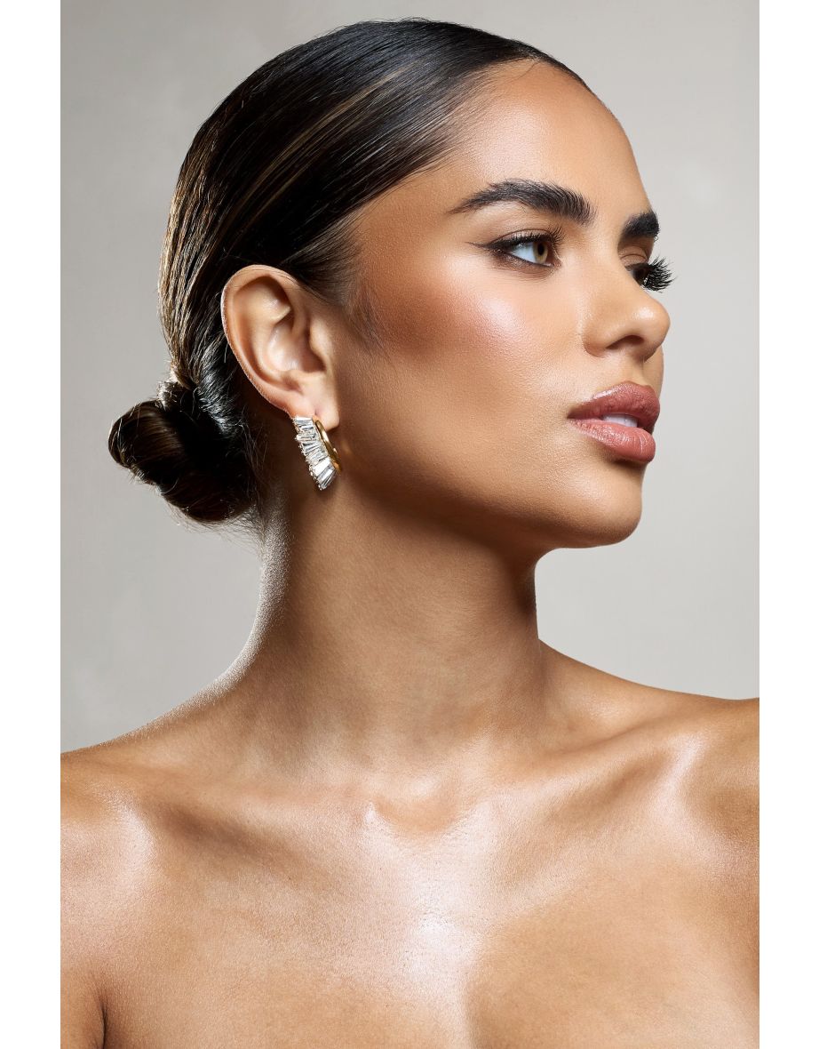 Luster | Gold Diamante Chunky Hoop Earrings