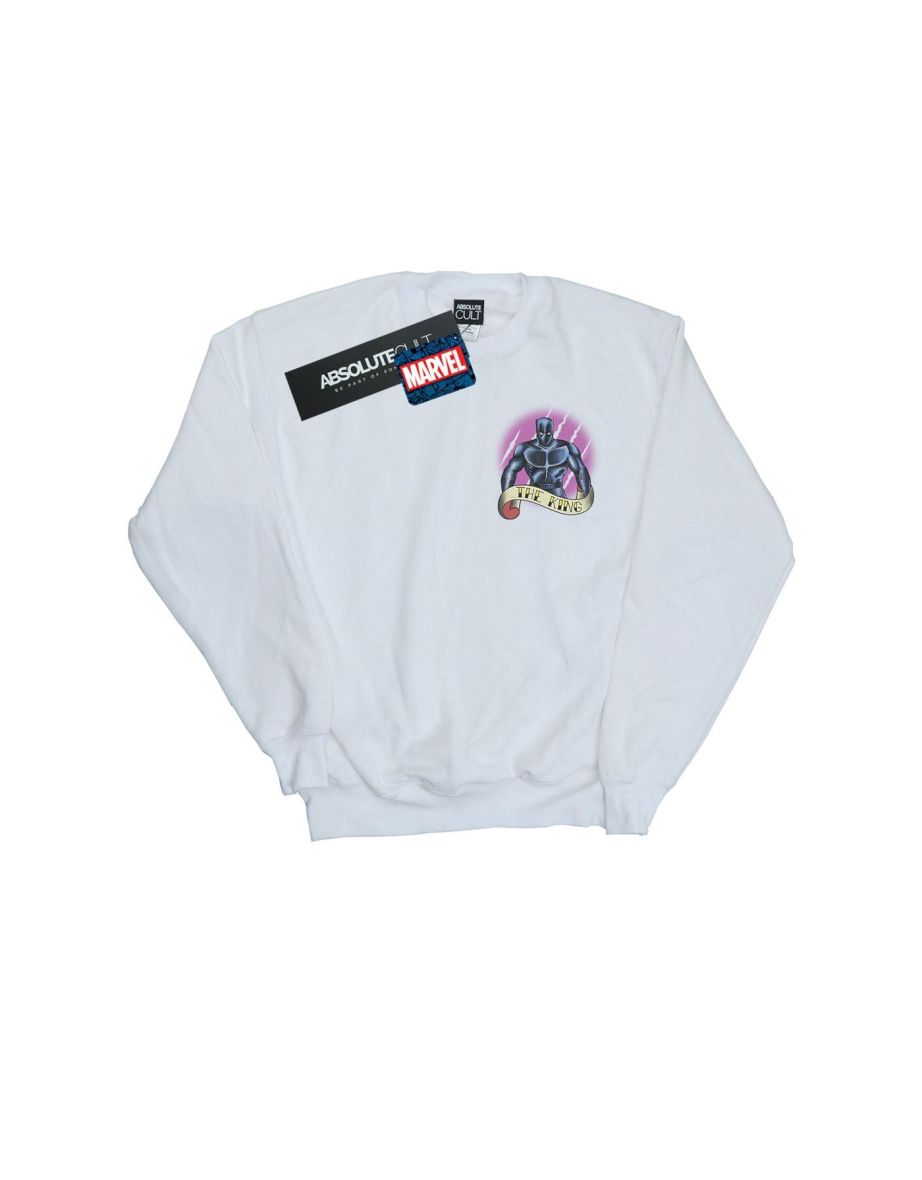 Marvel Boys Black Panther Tattoo Breast Print Sweatshirt - White - 1