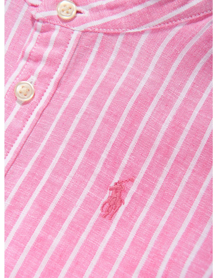 Girls Striped Tier Shirt Dress in Pink - 4