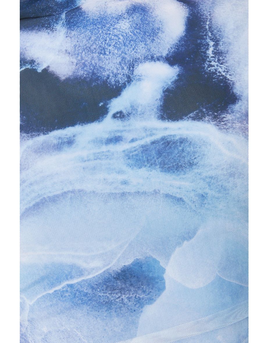 Blue Mesh Tie Dye Crop Top - 5