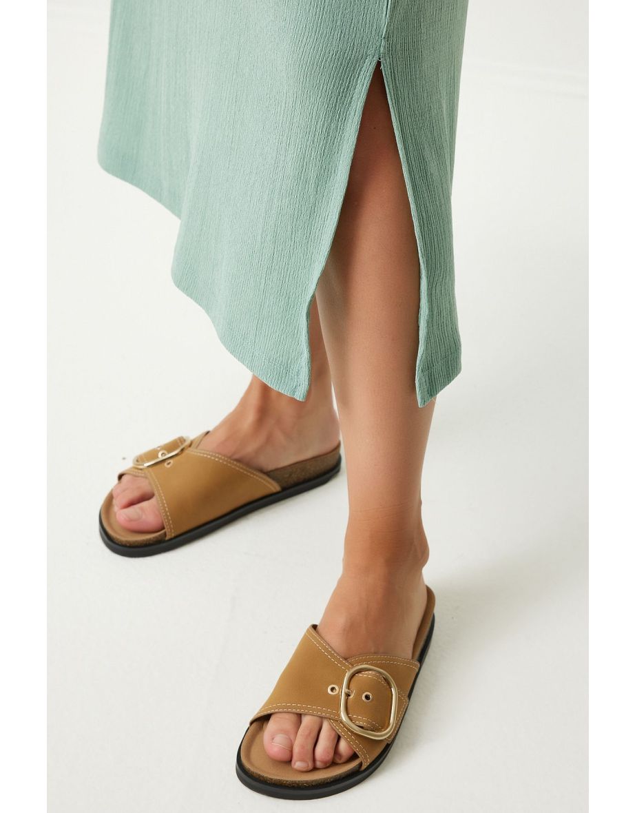 Women's Green Loose Long Daily Summer Knitted Dress - 6
