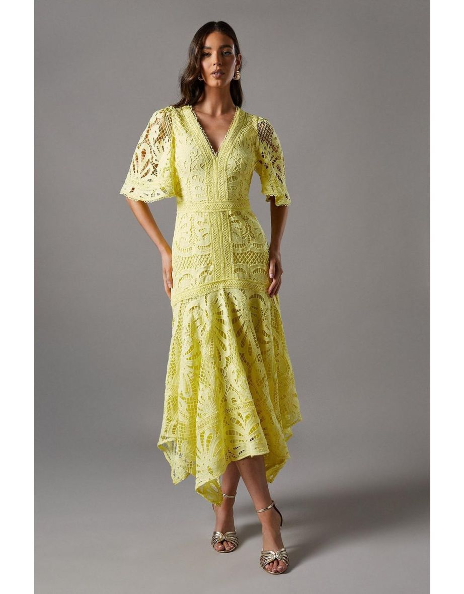 Placement Lace Hanky Hem Dress