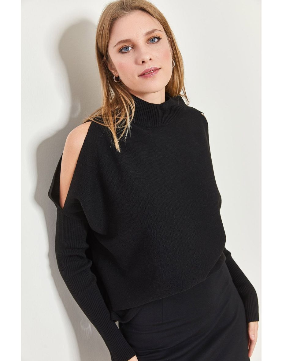 Women's Half Turtleneck Decollete Knitwear Sweater