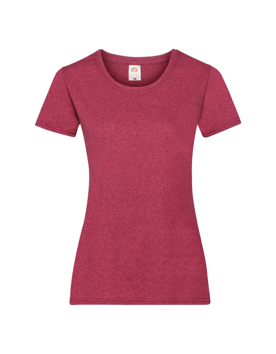 Fruit Of The Loom Ladies/Womens Lady-Fit Valueweight Short Sleeve T-Shirt (Pack Of 5) - Vintage Heather Red