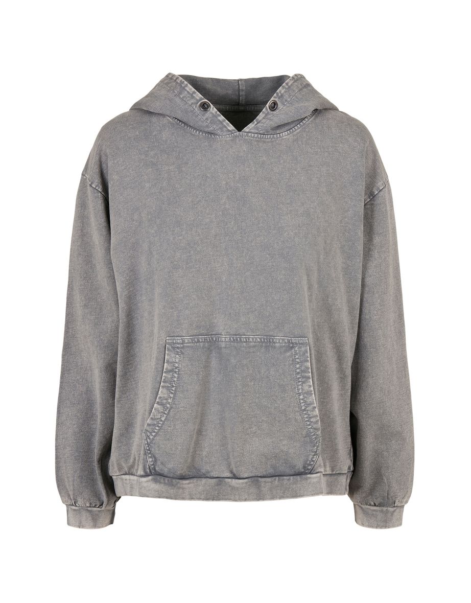 Womens/Ladies Acid Wash Oversized Hoodie - Asphalt