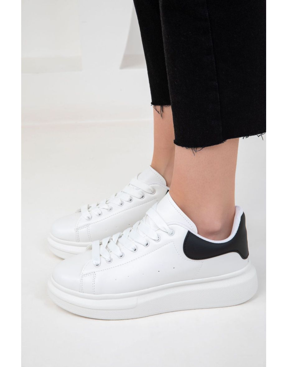 White-Black Women's Sneakers - 4