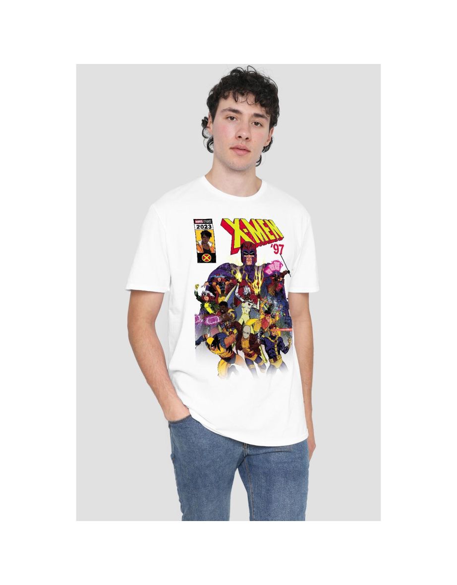 Marvel Mens X-Men Comic Cover Team T-Shirt - White