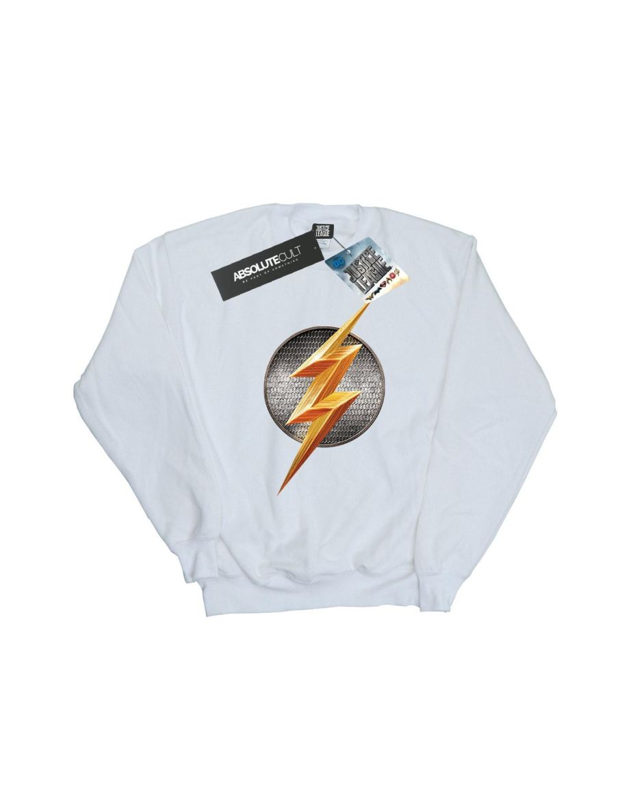 DC Comics Boys Justice League Movie Flash Emblem Sweatshirt - White