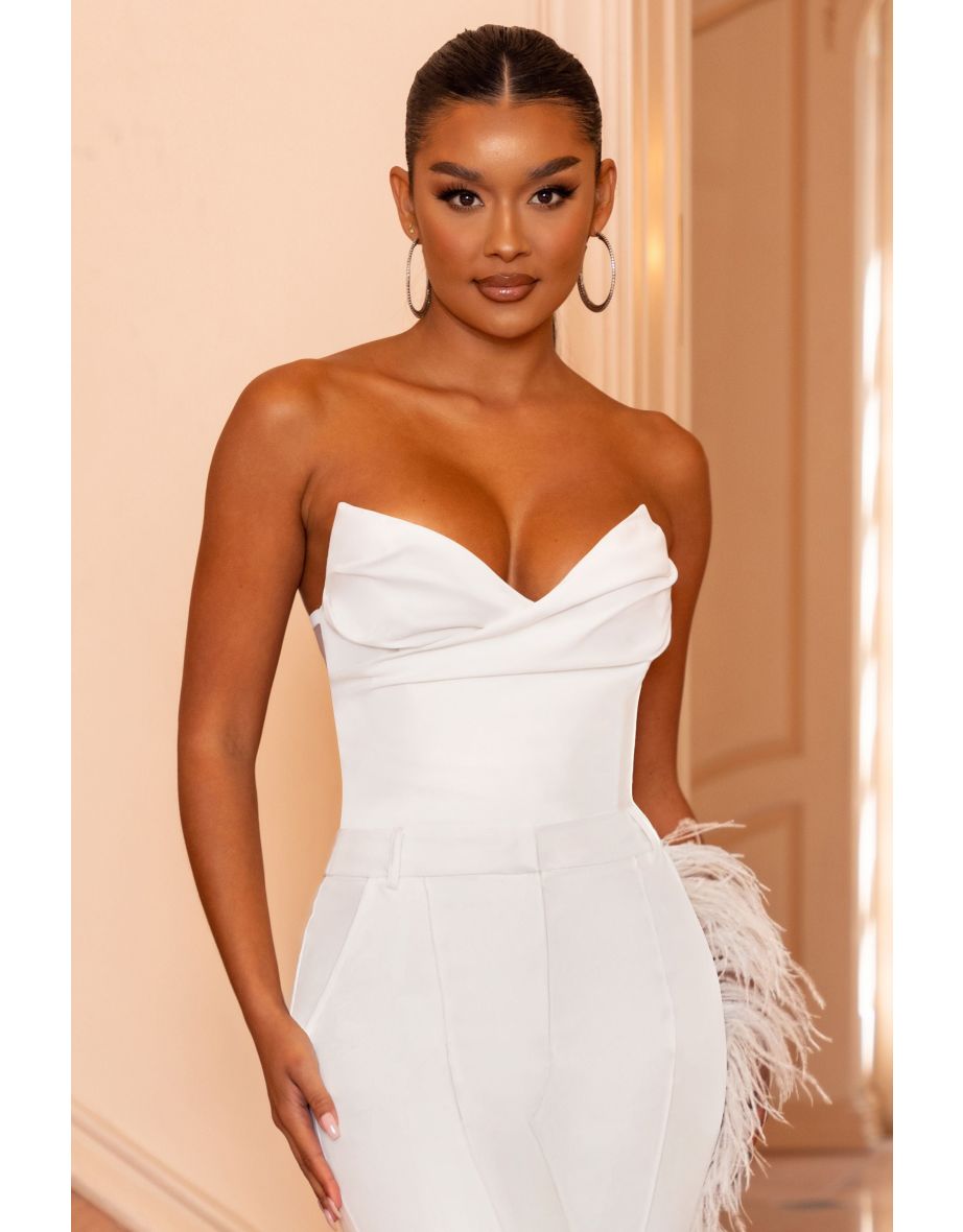 Coupled Up | White Corset Strapless Bodysuit - 5