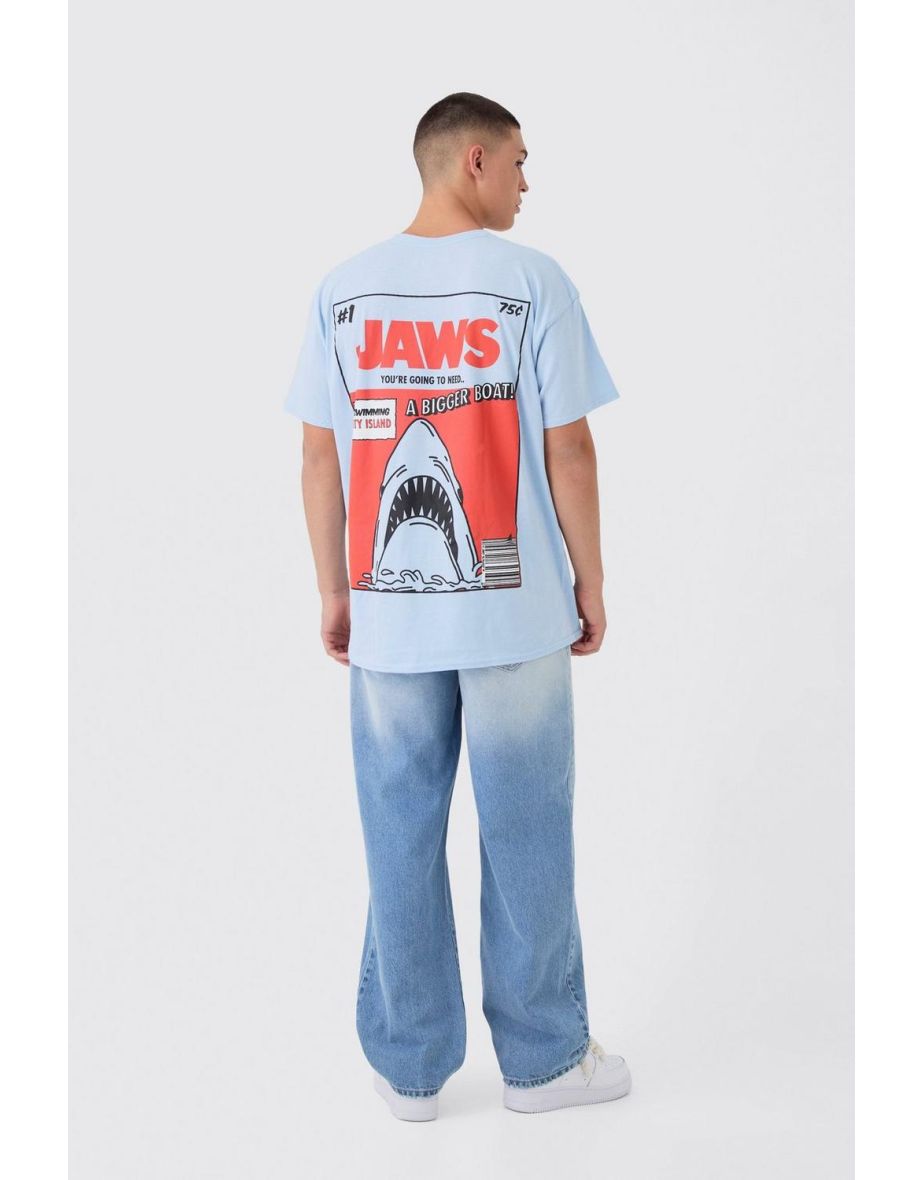 Oversized Jaws Comic License Print T-Shirt - blue - 2