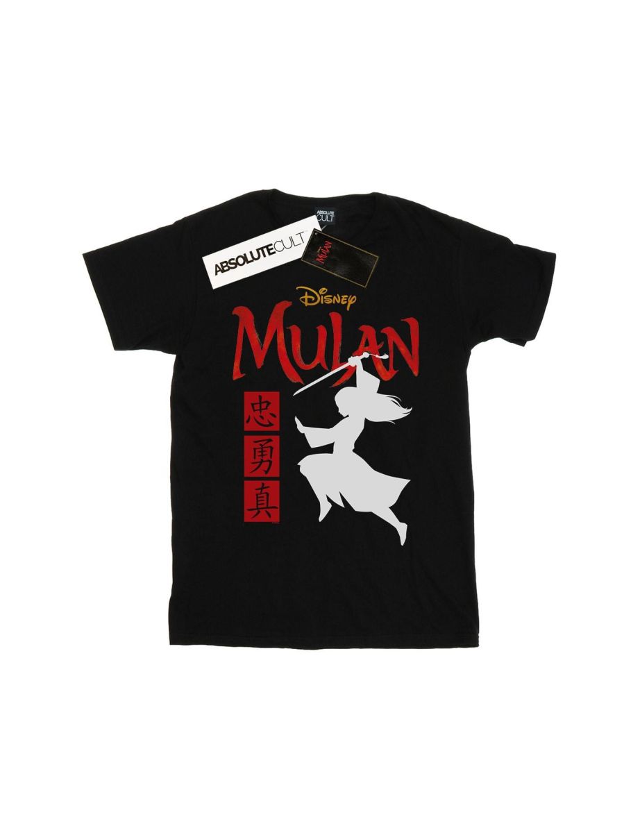 Disney Boys Mulan Movie Warrior Silhouette T-Shirt - Black - 1