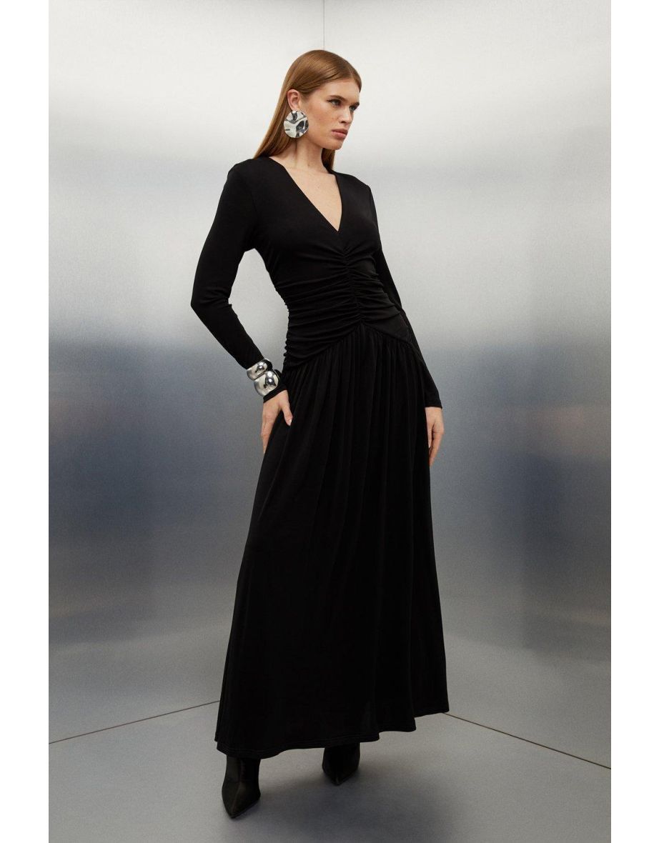 Premium Viscose Jersey Ruched Maxi Dress