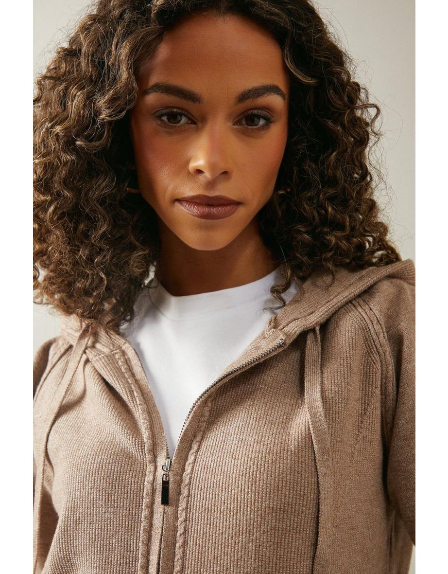 Knitted Zip Down Hoodie - 3