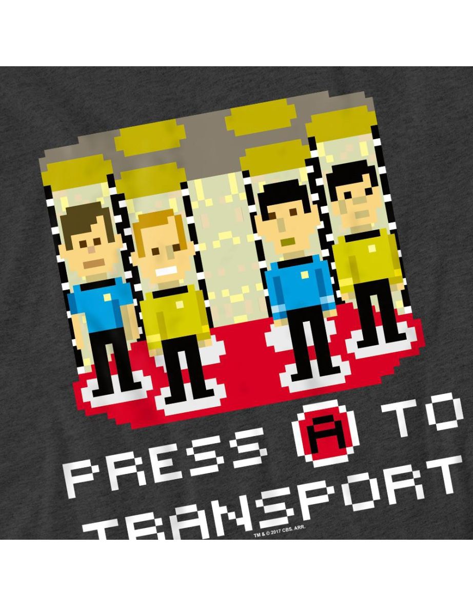 Star Trek Unisex Adult Press A to Transport T-Shirt - Charcoal - 3