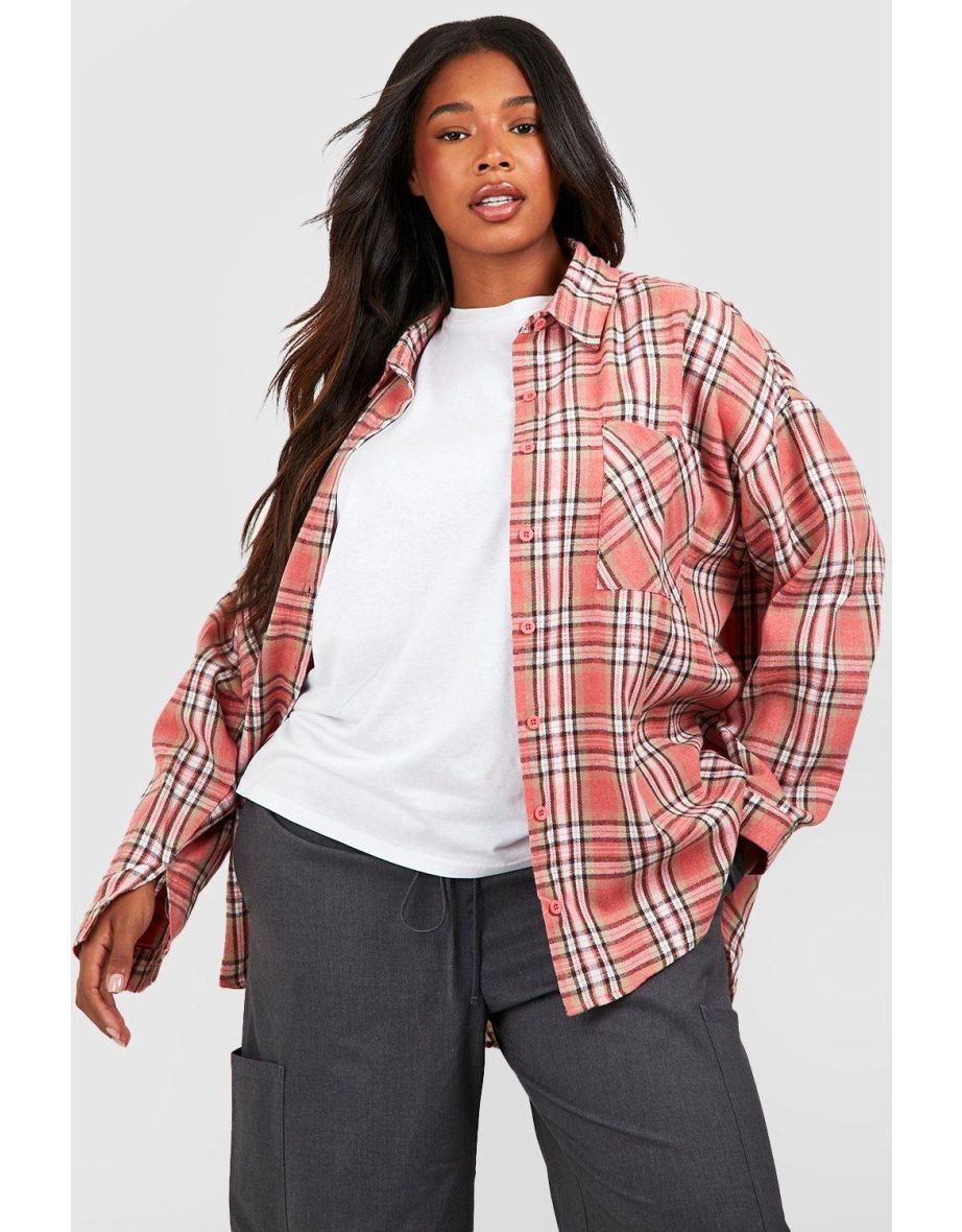 Plus size red check shirt sale