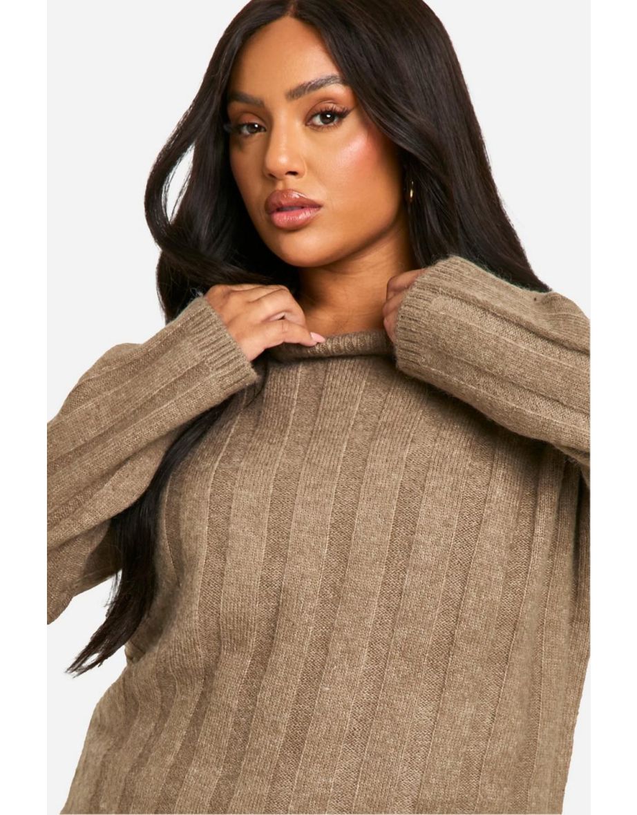 Plus Soft Wide Rib Oversized Jumper - 3