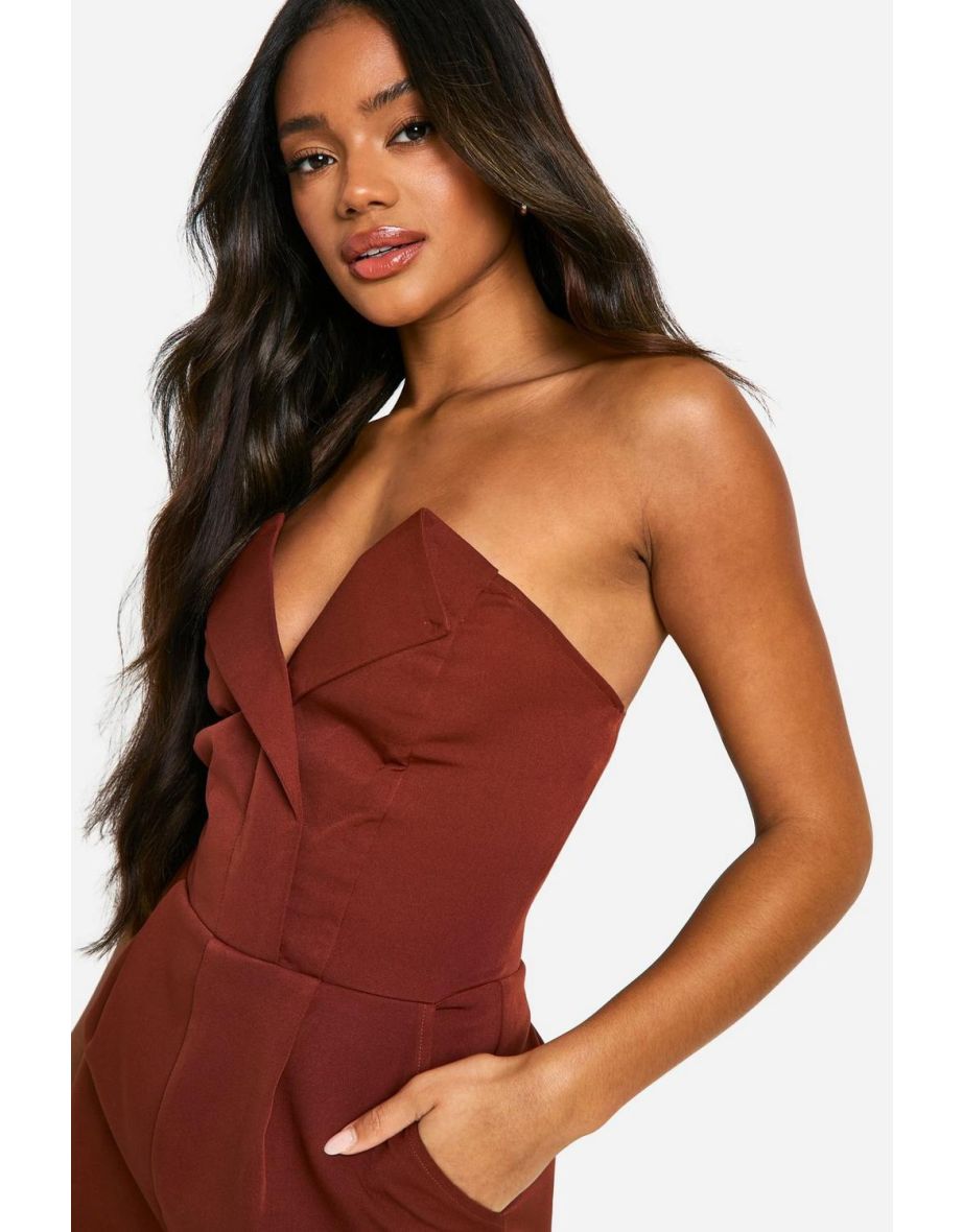 Tailored Bandeau Playsuit - wine - 3