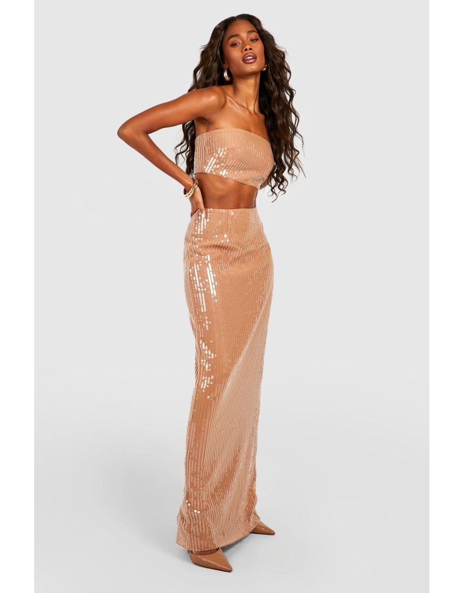 Gold sequin 2024 maxi skirt