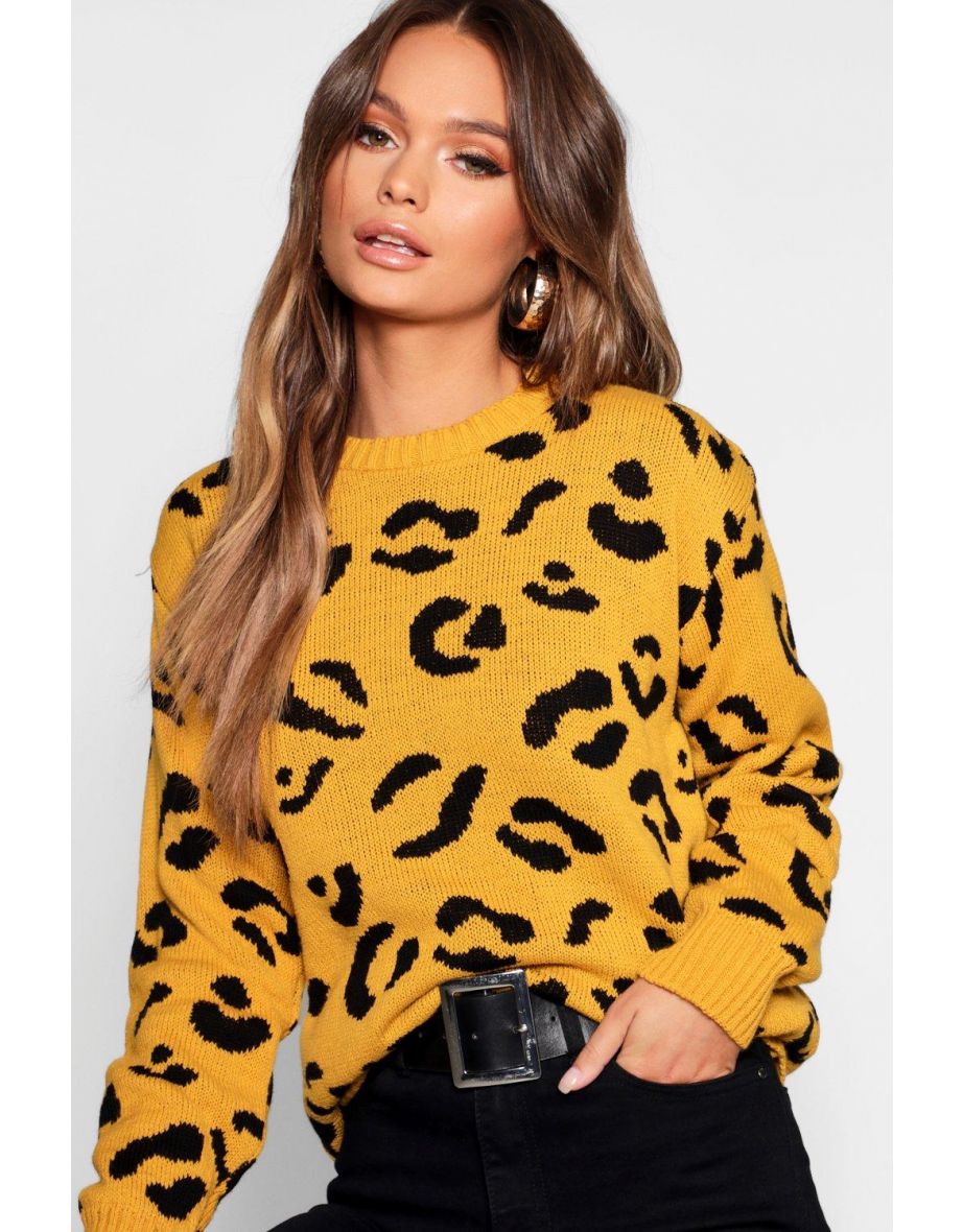 Leopard Knitted Jumper - camel - 3