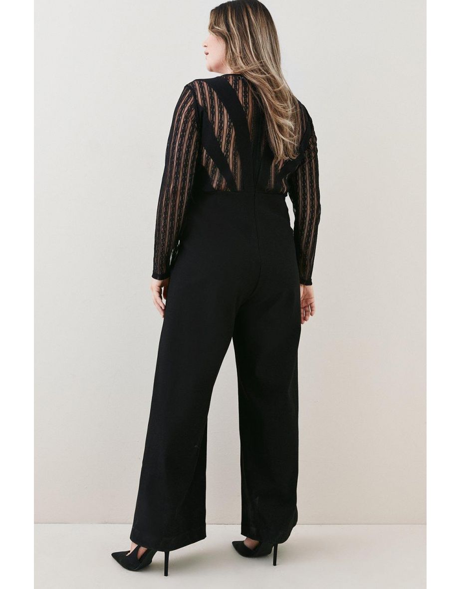 Plus Size Lace Panel Jumpsuit - 2