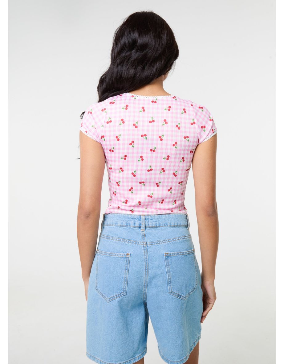 Cherry Gingham T-shirt - 3