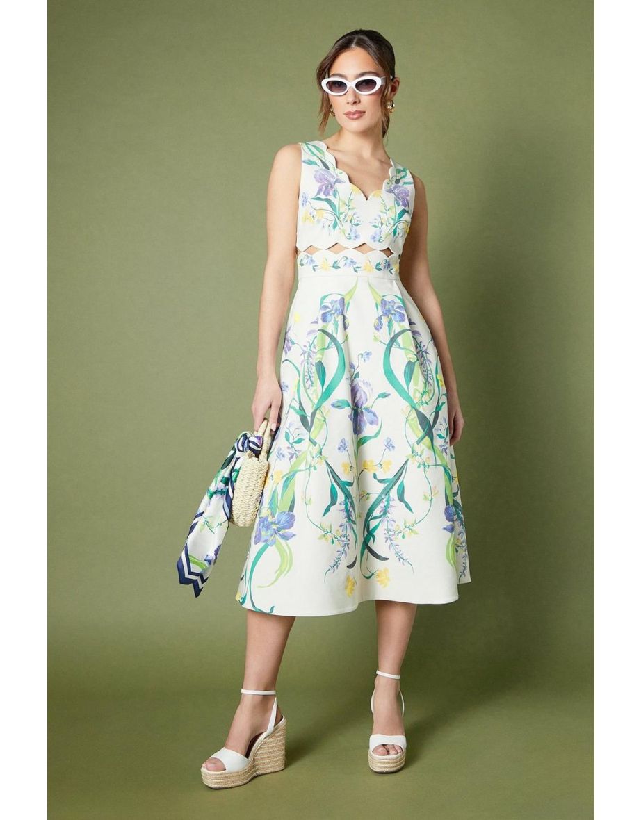 Cut Out Crepe Midi Dress