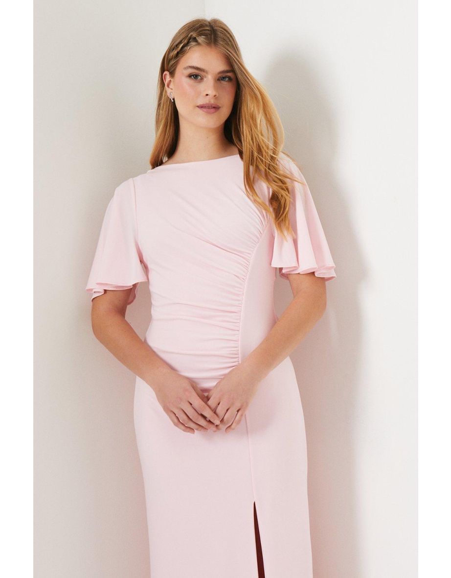 Debut London by Coast Angel Sleeve Twist Back Jersey Bridesmaid Dress - blush - 3