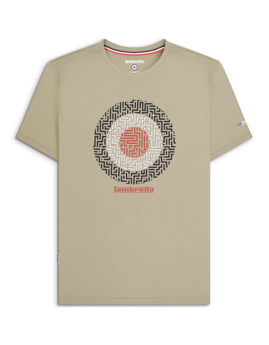 Lambretta Mens Geo Target Logo Short Sleeve Crew Neck Tee T-Shirt Top