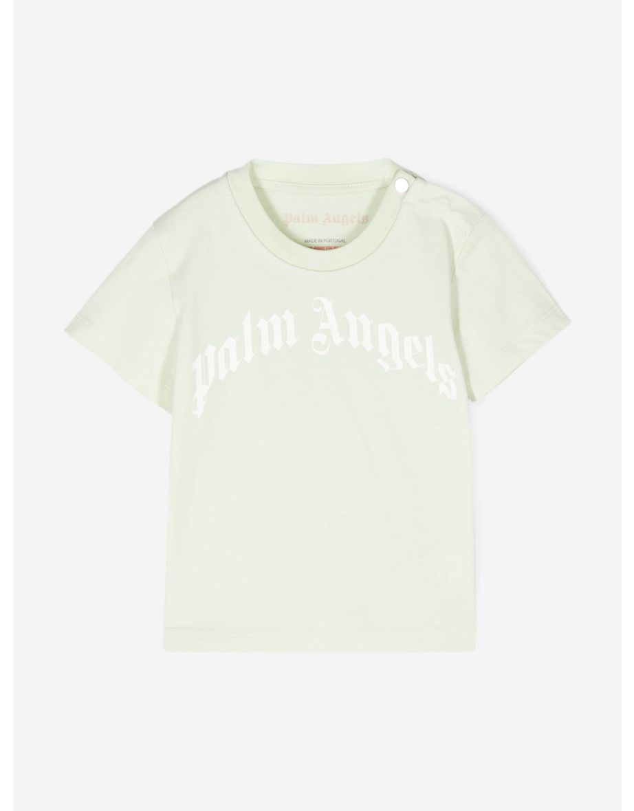 Palm Angels Baby Curved Logo T-Shirt in Green