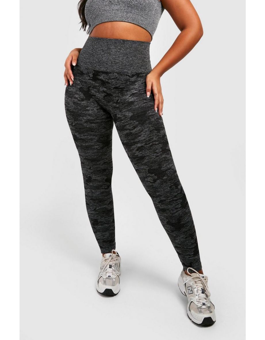 Plus Active Camo Seam free Gym Leggings - black - 3
