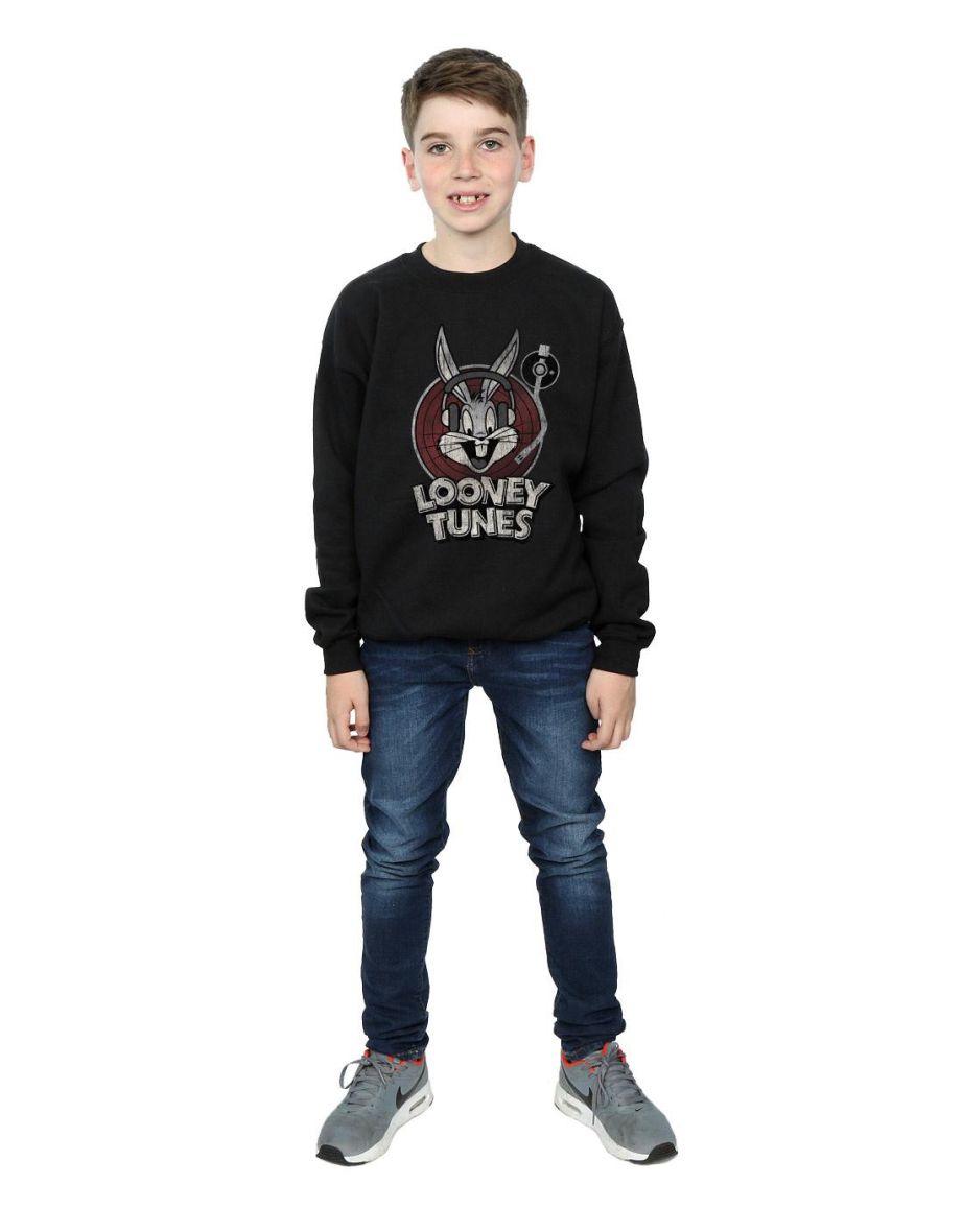 Looney Tunes Boys Bugs Bunny Circle Logo Sweatshirt - Black - 3