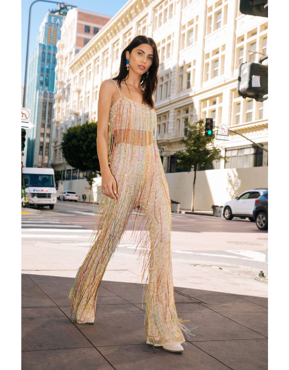 Sequin Tassel Wide Leg Trouser