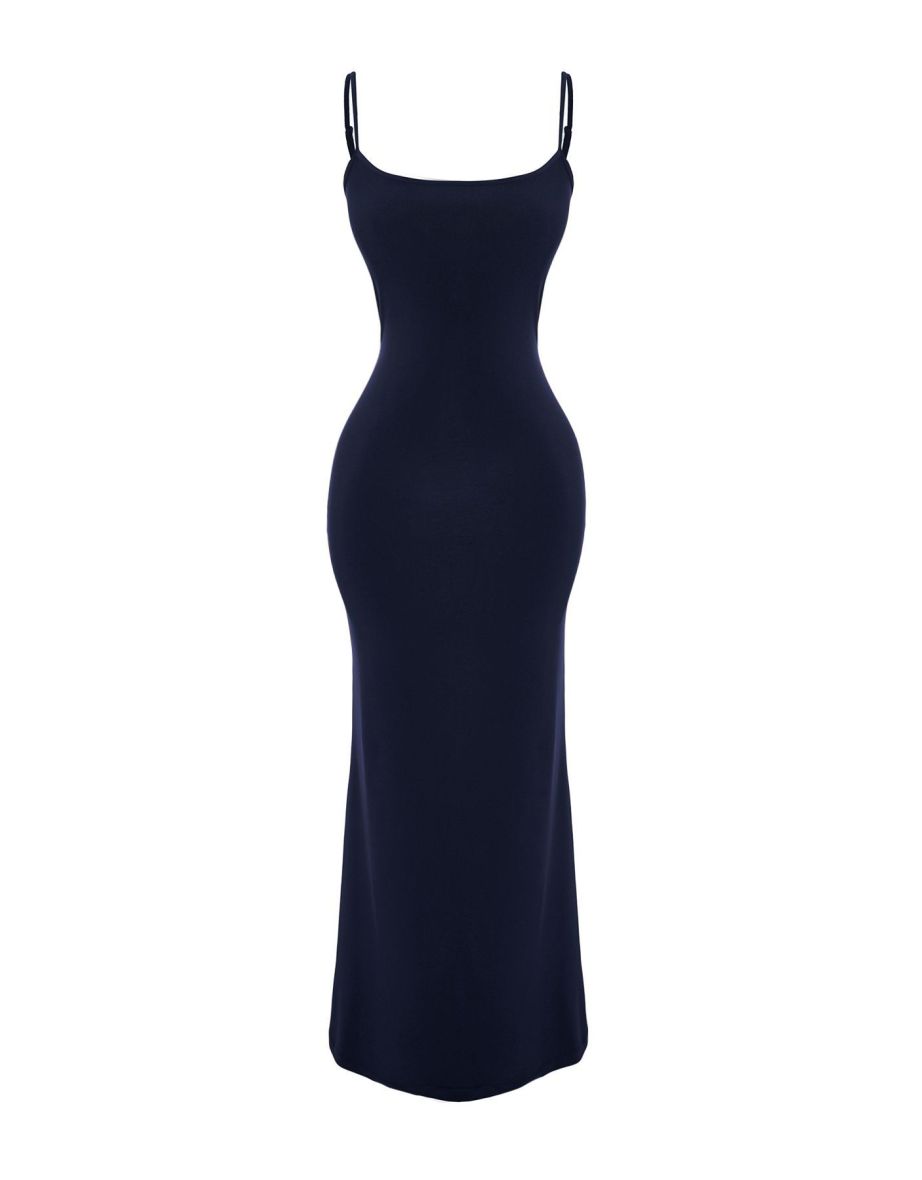 Navy Column Maxi Slip Dress - 8