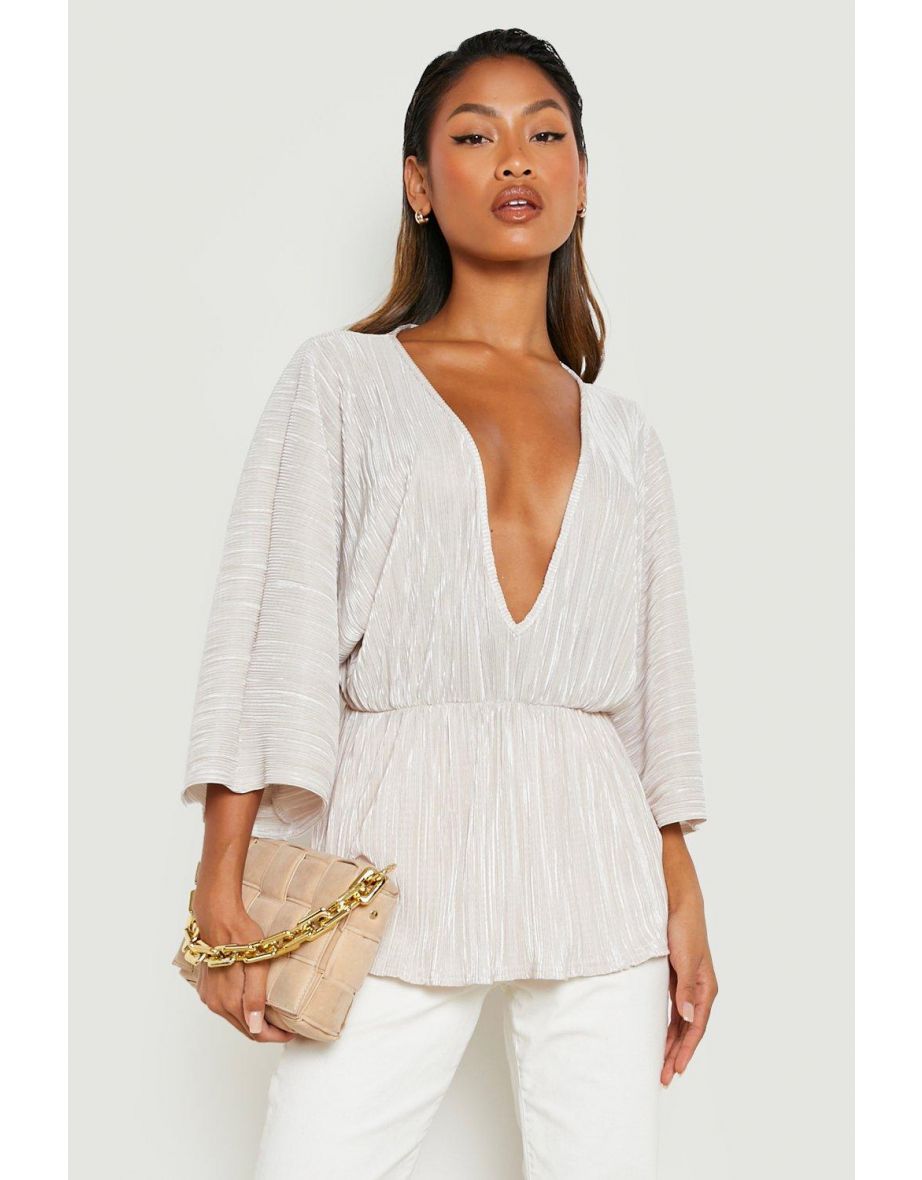 Plisse Plunge Pelum Top - champagne - 3