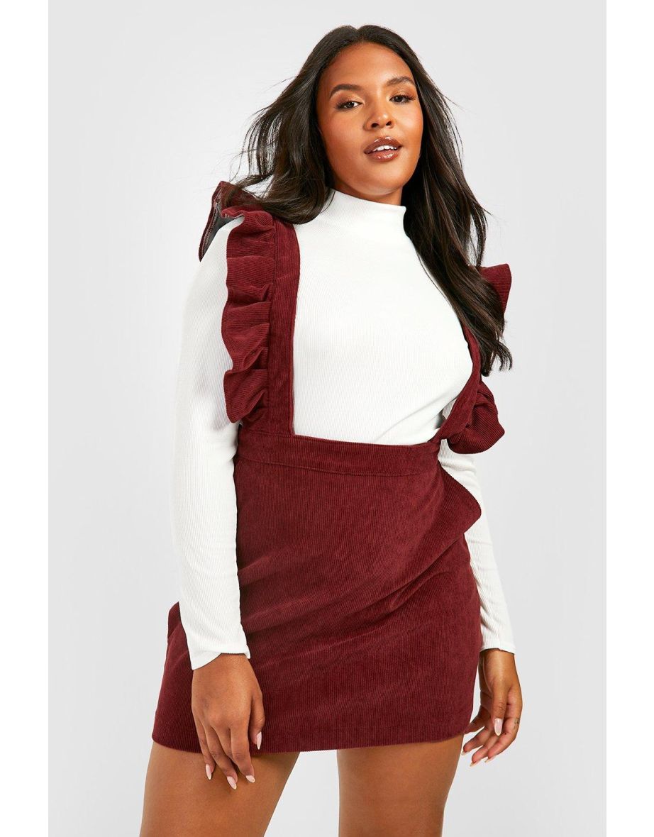 Shop Plus Cord Pinafore Skirt burgundy Online in Oman VogaCloset