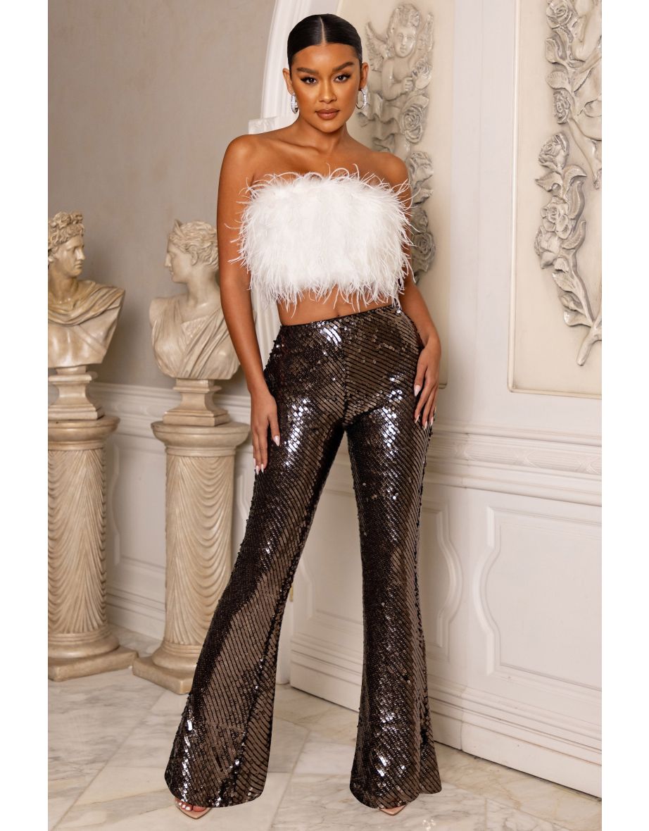 Black Sequin Fit And Flare Trouser