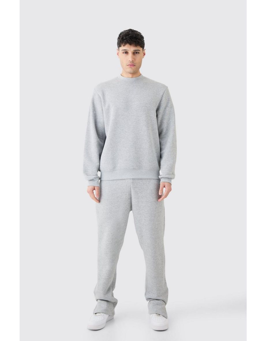 Shop Extended Neck Split Hem Sweatshirt Tracksuit grey marl Online in Bahrain VogaCloset