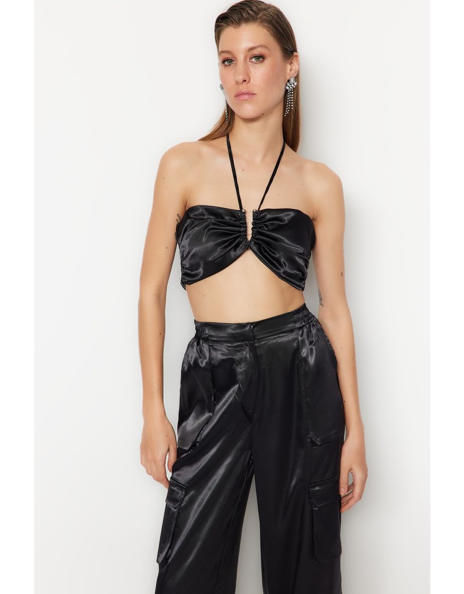 Crop Top - Black - Plain